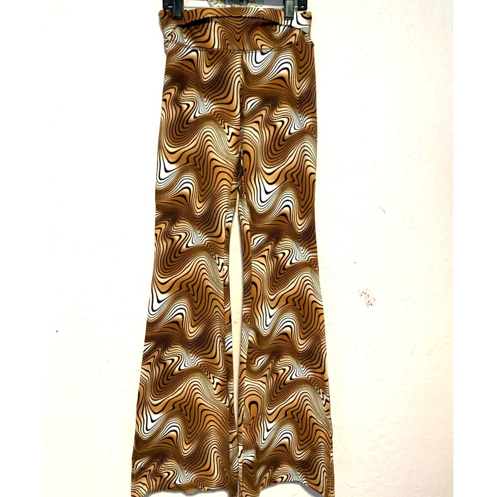 WILD FABLE HIGH WAISTED BELL BOTTOM LEGGINGS ROLL WAISTBAND ANIMAL PRINT SIZE S